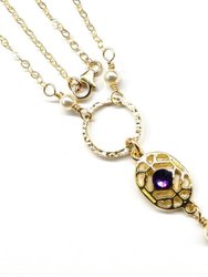 Gold Filled Purple Crystal Circle Necklace