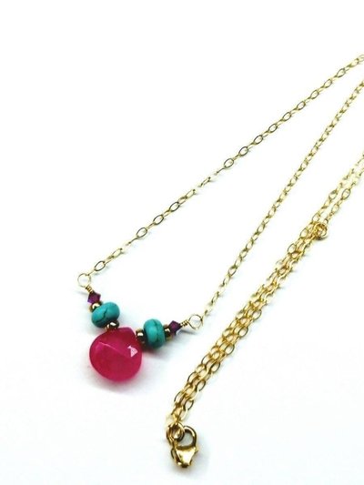 Alexa Martha Designs Gold Filled Turquoise and Pink Gemstone Drop Necklace product