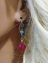 Gold Filled Wire Wrapped Pink And Turquoise Gemstone Earrings