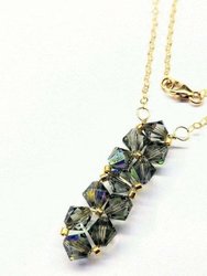 Gold Vertical Beaded Crystal Bar Necklace