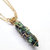 Gold Wire Wrapped Caged In Ruby In Zoisite Pointed Crystal Necklace For Him - Multi