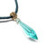 Gold Wrapped Aqua Crystal Teardrop Leather Choker Necklace - Aqua Blue