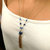 Golden Blue Druzy Chain Tassel Necklace