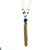 Golden Blue Druzy Chain Tassel Necklace