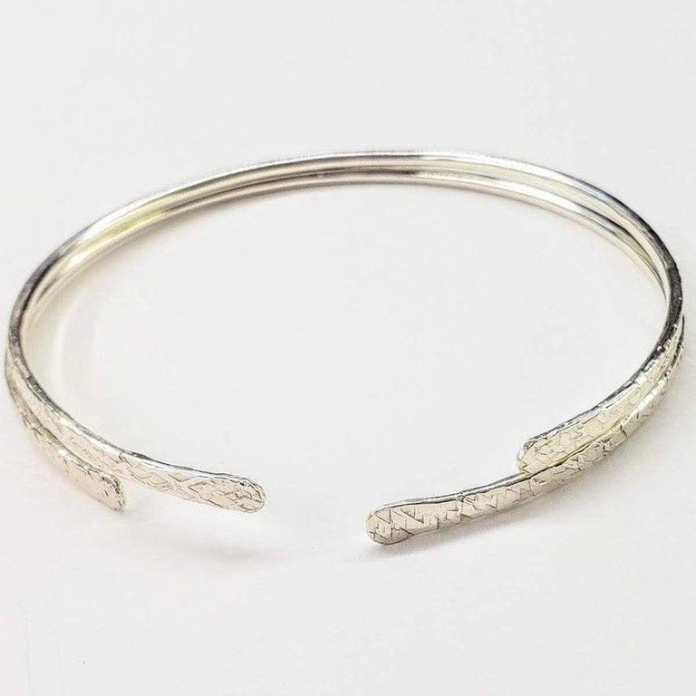 Hammered Sterling Silver Open Bangle - Silver