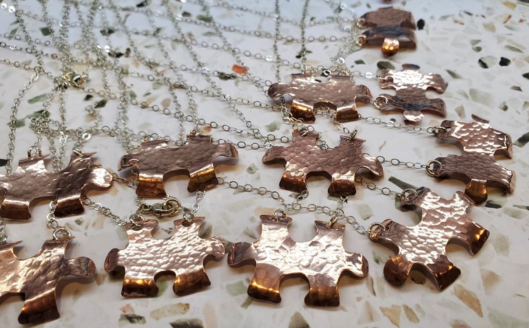 Handcrafted Autism Awareness Copper Puzzle Piece Necklace