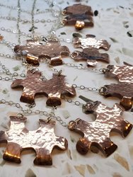 Handcrafted Autism Awareness Copper Puzzle Piece Necklace