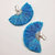 Handmade Aqua Brushed Rayon Silk Fan Tassel Earrings