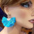 Handmade Aqua Brushed Rayon Silk Fan Tassel Earrings