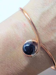 Handmade Copper Silver Ribbon Child Abuse Awareness Teardrop Bangle