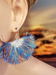 Handmade Rayon Silk Filigree Silk Fan Tassel Earrings