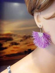 Handmade Rayon Silk Filigree Silk Fan Tassel Earrings