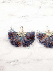 Handmade Rayon Silk Filigree Silk Fan Tassel Earrings