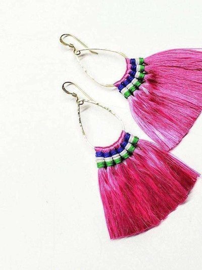 Alexa Martha Designs Hawaii Hula Skirt Fan Tassel Hoop Earrings product