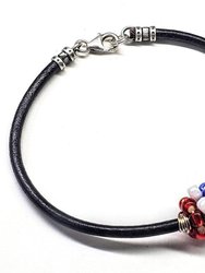 Him Or Her 4Th Of July Beaded Leather Bracelet