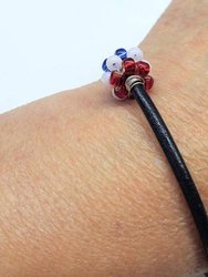 Him Or Her 4Th Of July Beaded Leather Bracelet