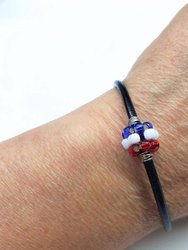 Him Or Her 4Th Of July Beaded Leather Bracelet