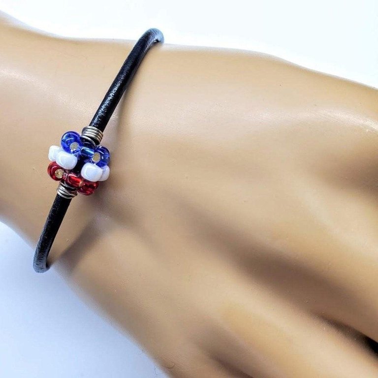 Him Or Her 4Th Of July Beaded Leather Bracelet - Multi