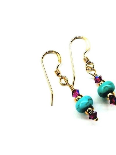 Alexa Martha Designs Hot Pink and Turquoise 14 K Gold Filled Earrings product