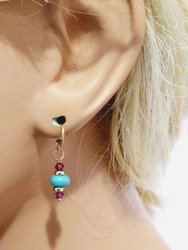 Hot Pink and Turquoise 14 K Gold Filled Earrings