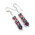 Hot Pink Ombre Stacked Crystal Sterling Silver Earrings - Multi