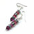 Hot Pink Ombre Stacked Crystal Sterling Silver Earrings