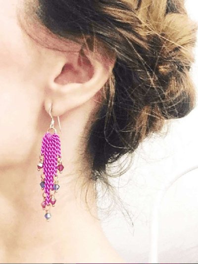 Alexa Martha Designs Hot Pink Tassel Chain Crystal Earrings product