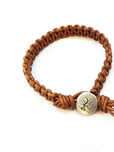 Alexa Martha Designs Large Mens Tree of Life Earth Colored Macrame Leather Bracelet product