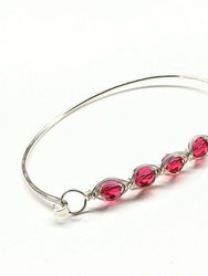 Large Swarovski Crystal Bar Bangle Bracelet - Indian Pink