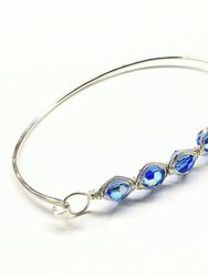Large Swarovski Crystal Bar Bangle Bracelet - Sapphire Blue
