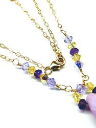 Lavender Candy Jade Drop Gold Wire Wrapped Necklace