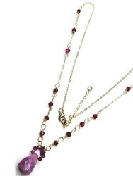 Lavender Jade Drop Gemstone Wire Wrapped 14KT Gold Filled Necklace