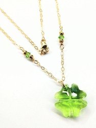 Light Green Sparkly Swarovski Crystal Clover Necklace