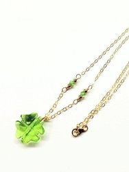 Light Green Sparkly Swarovski Crystal Clover Necklace