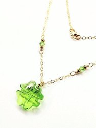 Light Green Sparkly Swarovski Crystal Clover Necklace