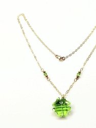 Light Green Sparkly Swarovski Crystal Clover Necklace