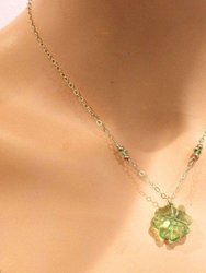Light Green Sparkly Swarovski Crystal Clover Necklace