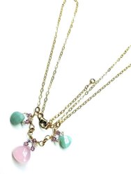 Light Pink and Mint Chalcedony 14 Kt Gold Filled Necklace