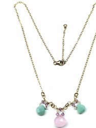 Light Pink and Mint Chalcedony 14 Kt Gold Filled Necklace