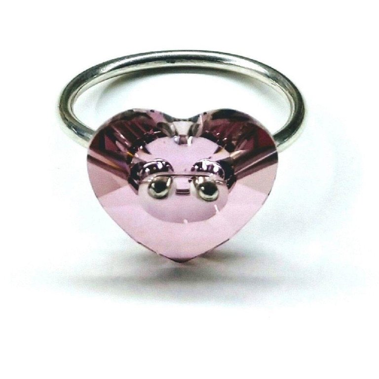 Light Purple Heart Swarovski Crystal Shank Button Bling Ring - Multi