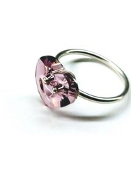 Light Purple Heart Swarovski Crystal Shank Button Bling Ring