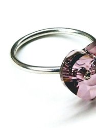 Light Purple Heart Swarovski Crystal Shank Button Bling Ring