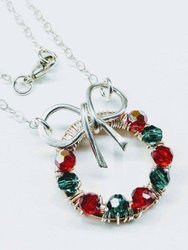 Limited Edition Red And Green Crystal Wreath Necklace - Multi