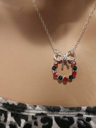 Limited Edition Red And Green Crystal Wreath Necklace