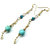 Long 14 K Gold Filled Turquoise Pearl Earrings