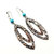 Long Pointed Oval Copper And Turquoise Earrings - Multi