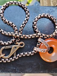 Men's Carnelian Gemstone Donut Liversaver Copper Necklace