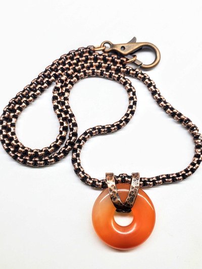 Alexa Martha Designs Men's Carnelian Gemstone Donut Liversaver Copper Necklace product