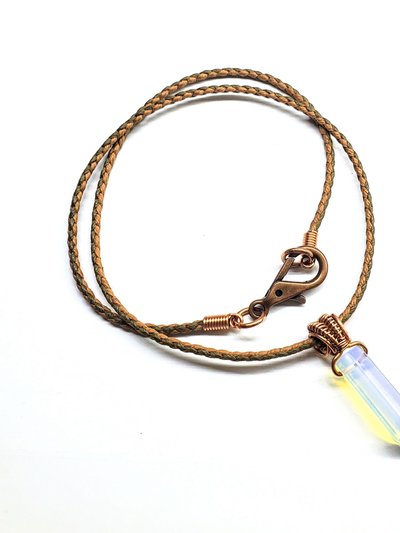 Alexa Martha Designs Men's Rustic Wire Wrapped Pointed Gemstone Crystal Leather Necklace product