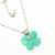 Mint Green Beaded Sterling Silver Clover Necklace